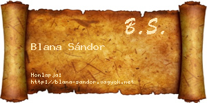 Blana Sándor névjegykártya